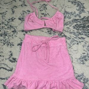 Tiger Mist Pink Halter Top and Skirt Set